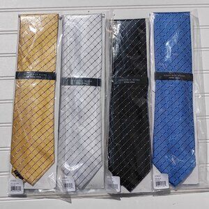 GEOFFREY BEENE Neckties Mens Extra Long Silk Windowpane Ties Big and Tall NEW